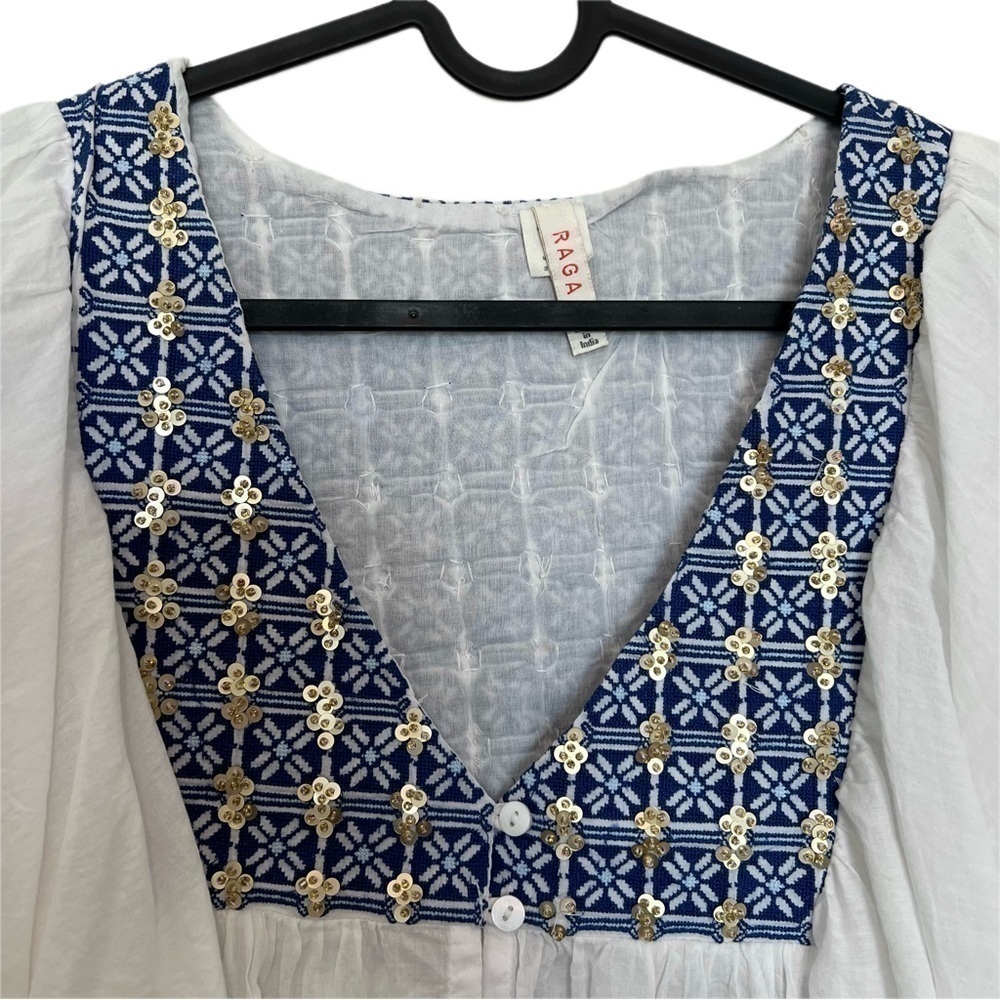 Raga Fenia Boho Sequin Flutter Ruffled Button Fro… - image 5